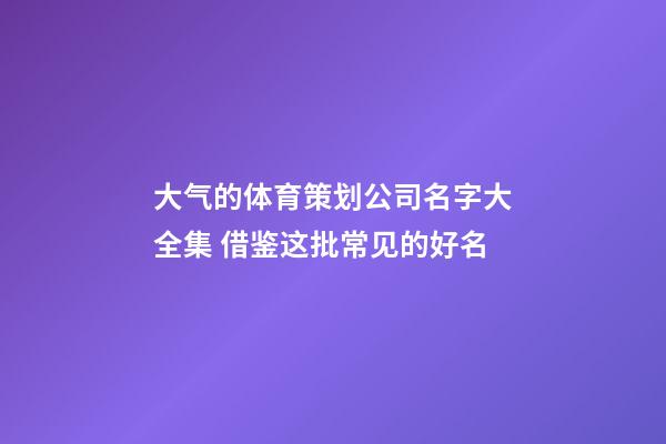 大气的体育策划公司名字大全集 借鉴这批常见的好名-第1张-公司起名-玄机派